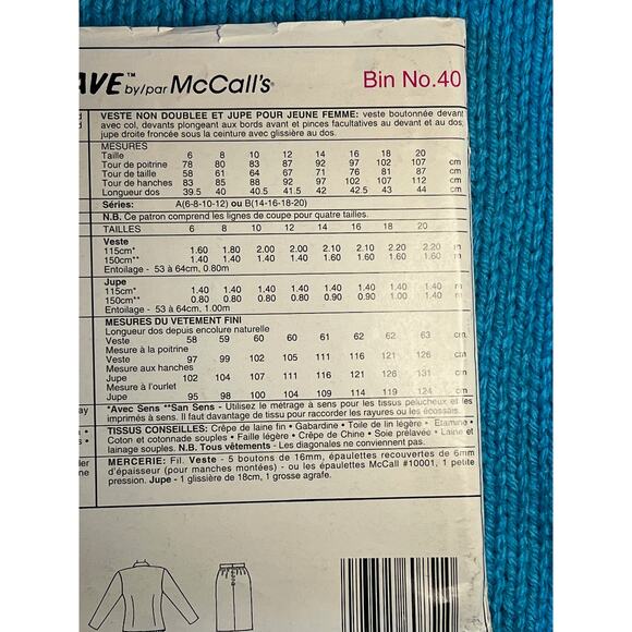 McCalls pattern 6085 suit blazer jacket straight skirt size 6 8 10 12 - Picture 5 of 6